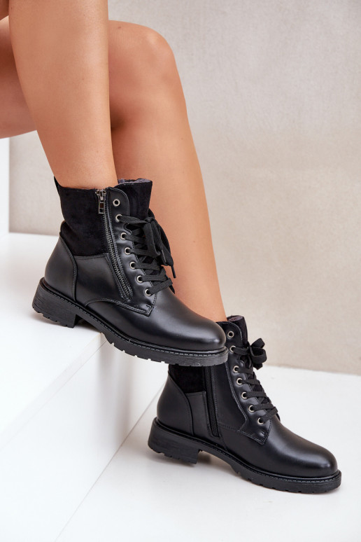 siltināti Sieviešu puszābaki ar platiem papēžiem Eko Āda melnas krāsas Ieslēgtsoise