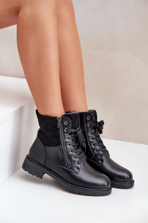 siltināti Sieviešu puszābaki ar platiem papēžiem Eko Āda melnas krāsas Ieslēgtsoise