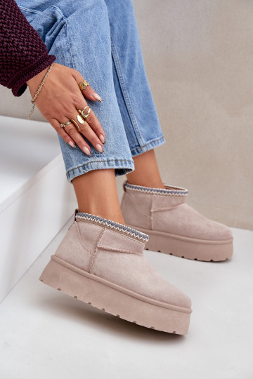 sniega apavi ar platformu Ar greznu Haftem Ziloņkaula krāsas Heslania