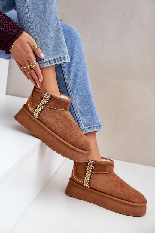 sniega apavi ar platformu ar rakstiem brūnas krāsas Udra