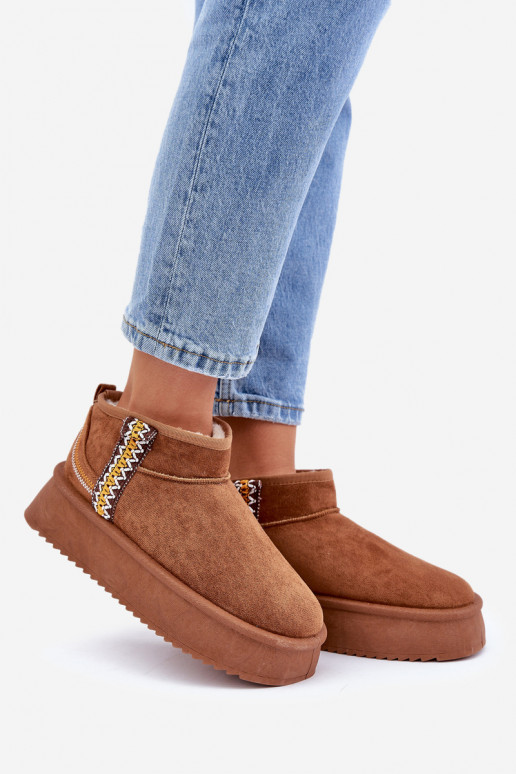 sniega apavi ar platformu ar rakstiem brūnas krāsas Udra