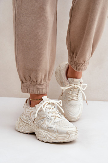 Sneakers modeļa apavi Sieviešu Z Przetarciami ar platformu smilšu krāsas SeladInen