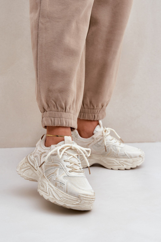 Sneakers modeļa apavi Sieviešu Z Przetarciami ar platformu smilšu krāsas SeladInen Sneakers modeļa apavi Sieviešu Z Przetarciami ar platformu smilšu krāsas SeladInen