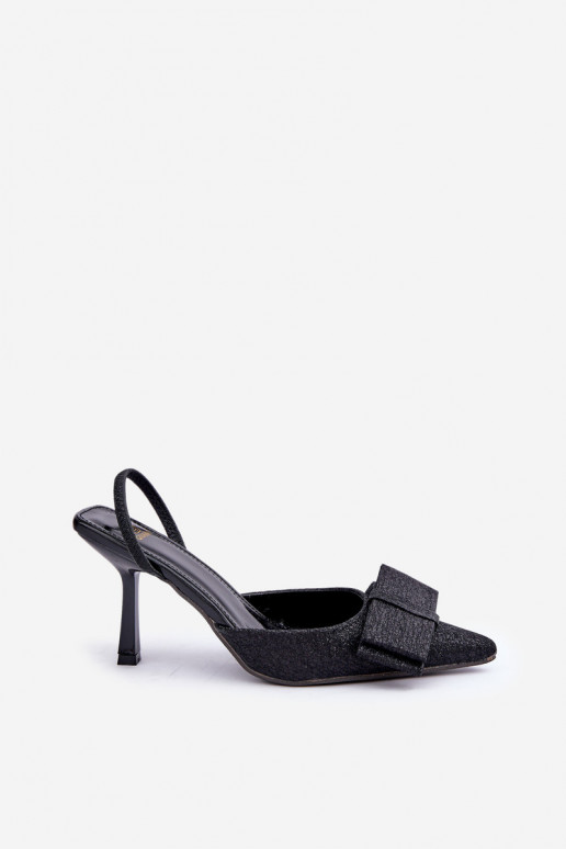 Spīdīgi augstpapēžu kurpes ar bantītēm melnas krāsas Gredan Spīdīgi augstpapēžu kurpes ar bantītēm melnas krāsas Gredan