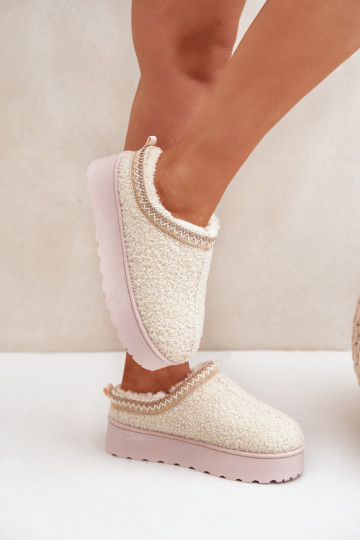 sniega apavi Sieviešu ar platformu Z Haftem Ziloņkaula krāsas Tirissa