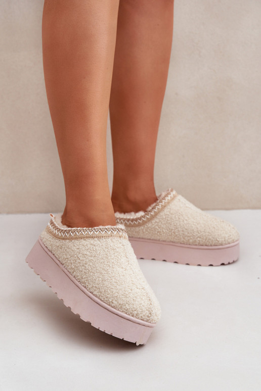 sniega apavi Sieviešu ar platformu Z Haftem Ziloņkaula krāsas Tirissa