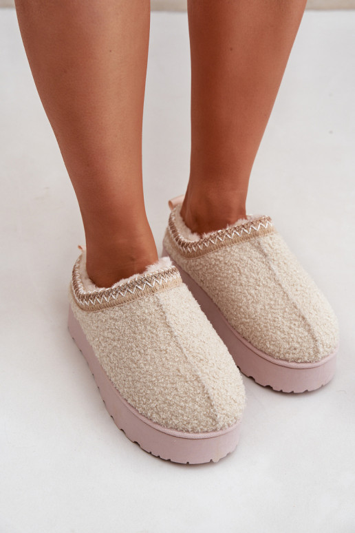 sniega apavi Sieviešu ar platformu Z Haftem Ziloņkaula krāsas Tirissa