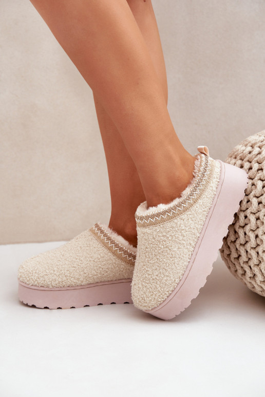 sniega apavi Sieviešu ar platformu Z Haftem Ziloņkaula krāsas Tirissa