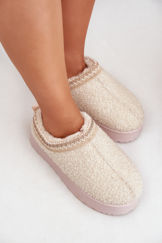 sniega apavi Sieviešu ar platformu Z Haftem Ziloņkaula krāsas Tirissa