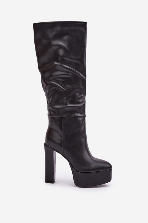 garie zābaki ar papēdi Un platforma no eko ādas melnas krāsas Felilorn