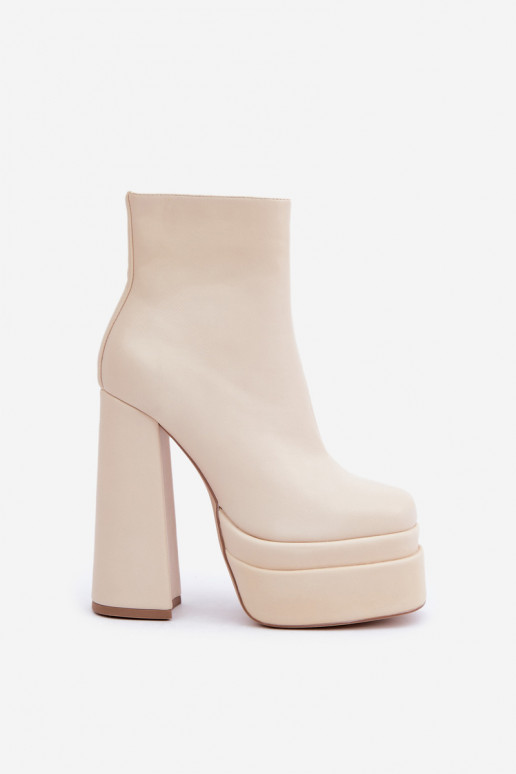 Sieviešu puszābaki ar platformu I Post siltināti Ziloņkaula krāsas Selahra