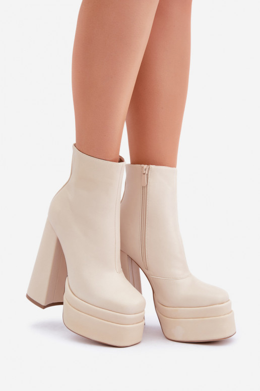 Sieviešu puszābaki ar platformu I Post siltināti Ziloņkaula krāsas Selahra