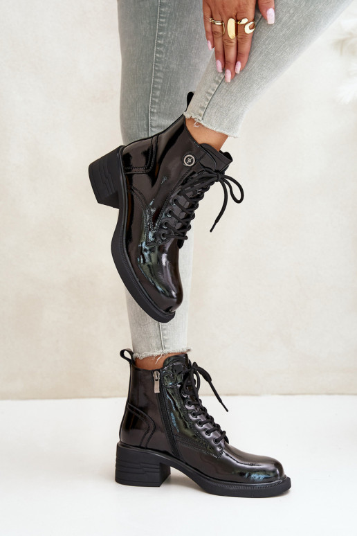 Ādas lakoti zābaki siltināti D&A... Ādas lakoti zābaki siltināti D&A...