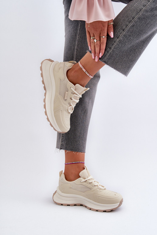 Sneakers modeļa apavi Sieviešu HI-POLY SYSTEM Big Star NN274A105 smilšu krāsas Sneakers modeļa apavi Sieviešu HI-POLY SYSTEM Big Star NN274A105 smilšu krāsas