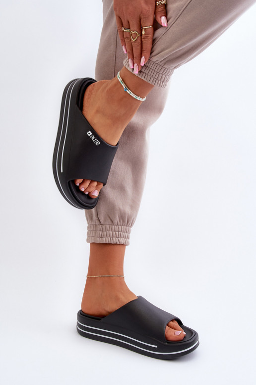 sieviešu čības ar platformu Big Star NN274A037 melnas krāsas sieviešu čības ar platformu Big Star NN274A037 melnas krāsas