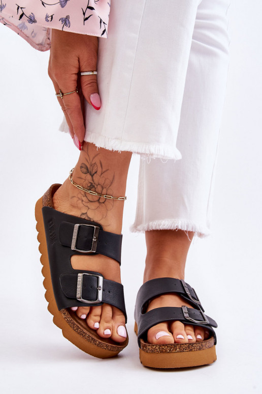 Klasiska modeļa Sieviešu Čības Big Star LL274477 melnas krāsas Klasiska modeļa Sieviešu Čības Big Star LL274477 melnas krāsas