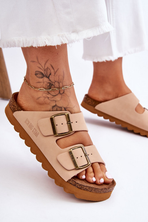 Klasiska modeļa Sieviešu Čības Big Star LL274478 smilšu krāsas Klasiska modeļa Sieviešu Čības Big Star LL274478 smilšu krāsas