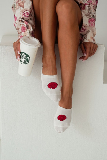 Zeķes Microkājenes Sieviešu BaInełniane rozā krāsaa Ecru