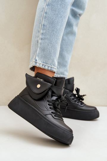 Augsts Sneakers modeļa apavi Ar paciņu ar platformu melnas krāsas Saramis 2