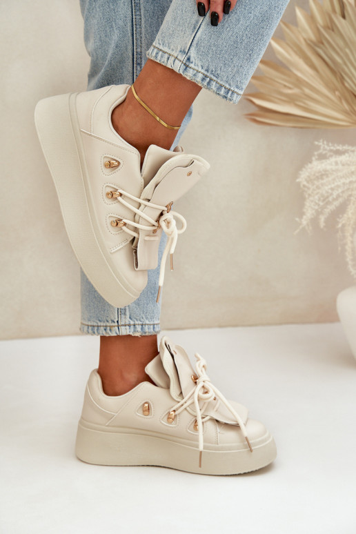 Sneakers modeļa apavi Sieviešu ar platformu smilšu krāsas Dolistana Sneakers modeļa apavi Sieviešu ar platformu smilšu krāsas Dolistana
