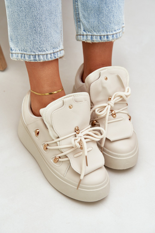 Sneakers modeļa apavi Sieviešu ar platformu smilšu krāsas Dolistana Sneakers modeļa apavi Sieviešu ar platformu smilšu krāsas Dolistana