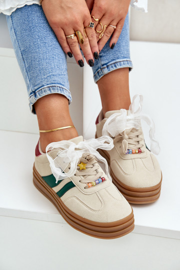 Sneakers modeļa apavi Sieviešu Z Przypinkami smilšu krāsas Jariana