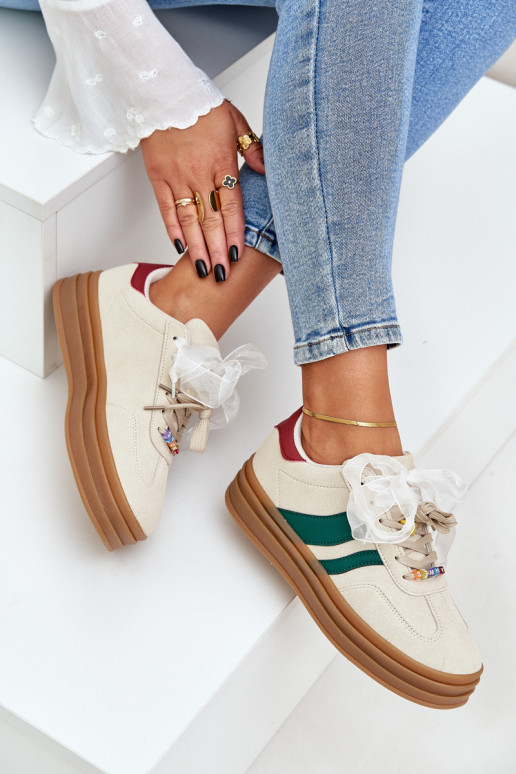 Sneakers modeļa apavi Sieviešu Z Przypinkami smilšu krāsas Jariana Sneakers modeļa apavi Sieviešu Z Przypinkami smilšu krāsas Jariana