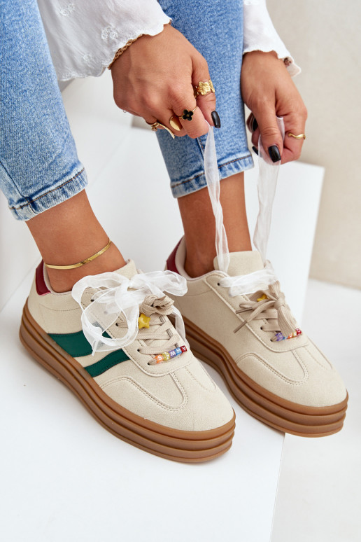 Sneakers modeļa apavi Sieviešu Z Przypinkami smilšu krāsas Jariana Sneakers modeļa apavi Sieviešu Z Przypinkami smilšu krāsas Jariana