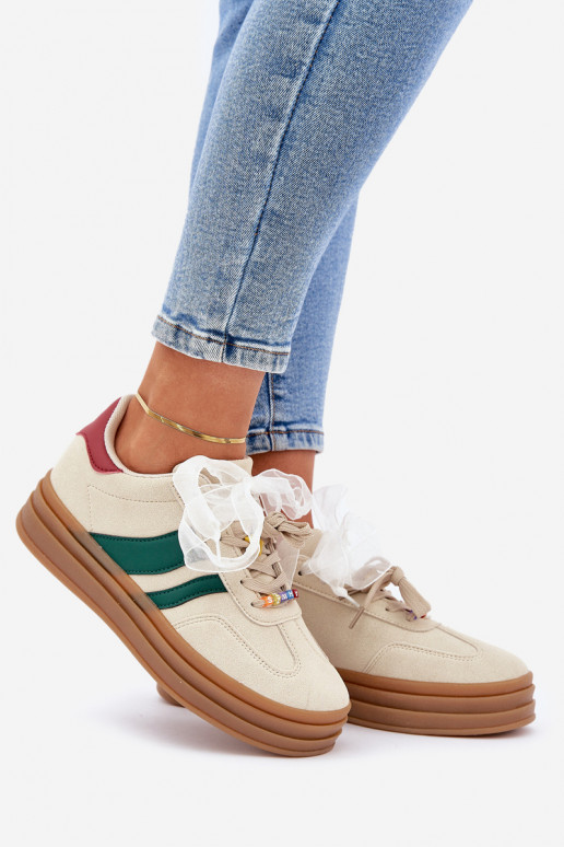 Sneakers modeļa apavi Sieviešu Z Przypinkami smilšu krāsas Jariana Sneakers modeļa apavi Sieviešu Z Przypinkami smilšu krāsas Jariana