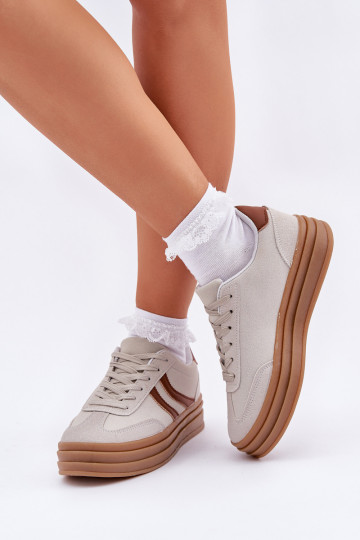 Stilīgs Sneakers modeļa apavi ar platformu Pelēkas krāsas DoriIna