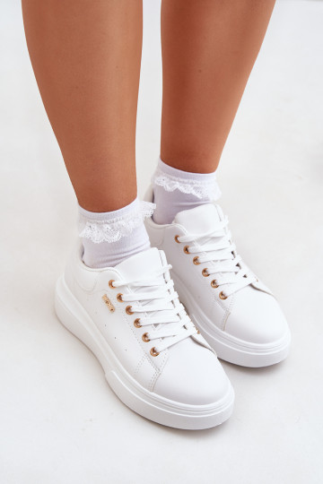 Sneakers modeļa apavi Sieviešu ar platformu Eko āda baltas krāsas Lelandine