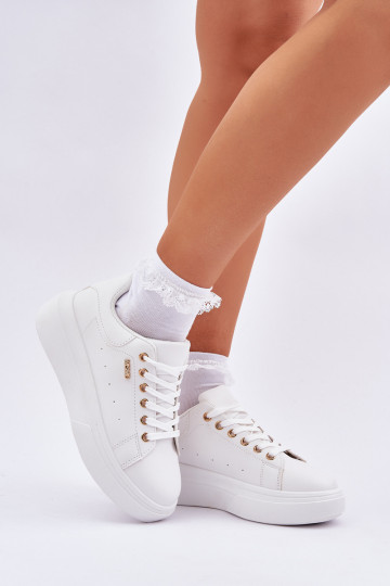 Sneakers modeļa apavi Sieviešu ar platformu Eko āda baltas krāsas Lelandine 2