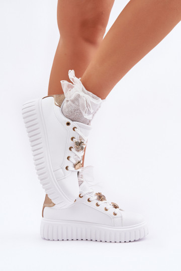 Sneakers modeļa apavi Sieviešu Z Przypinkami baltas krāsas Grelesi 2