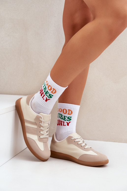 Zems Sneakers modeļa apavi Sieviešu no eko ādas smilšu krāsas Nonalorin