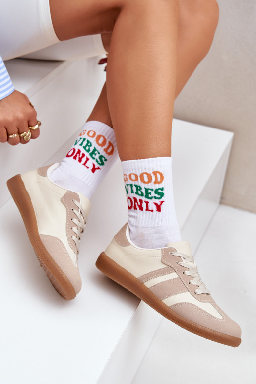 Zems Sneakers modeļa apavi Sieviešu no eko ādas smilšu krāsas Nonalorin