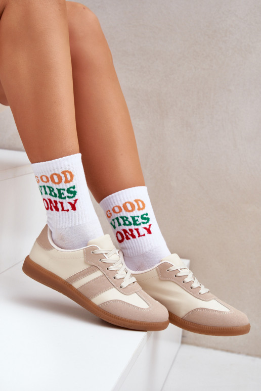 Zems Sneakers modeļa apavi Sieviešu no eko ādas smilšu krāsas Nonalorin