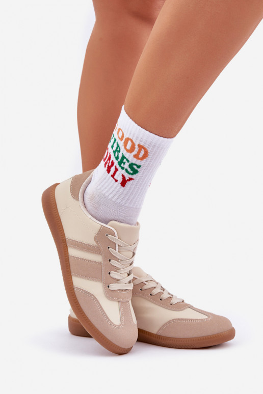 Zems Sneakers modeļa apavi Sieviešu no eko ādas smilšu krāsas Nonalorin