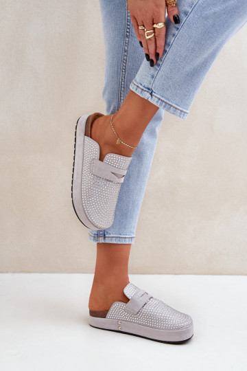 sieviešu čības Dekorētas Cyrkoniami ar platformu Pelēkas krāsas Deorani 2