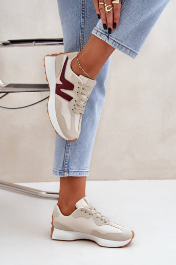 sporta apavi Sneakers modeļa apavi Sieviešu smilšu krāsas-bordo krāsas Britma