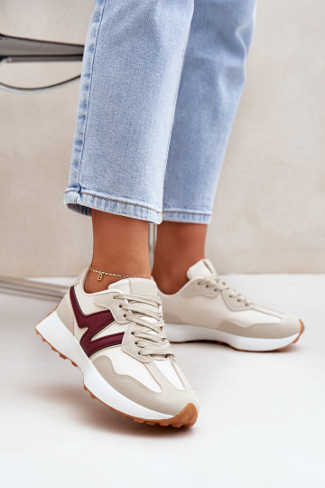 sporta apavi Sneakers modeļa apavi Sieviešu smilšu krāsas-bordo krāsas Britma 2