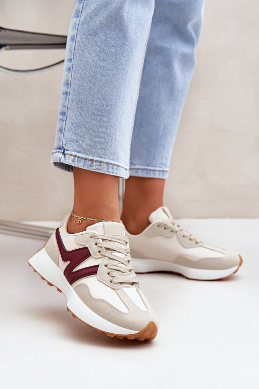 sporta apavi Sneakers modeļa apavi Sieviešu smilšu krāsas-bordo krāsas Britma