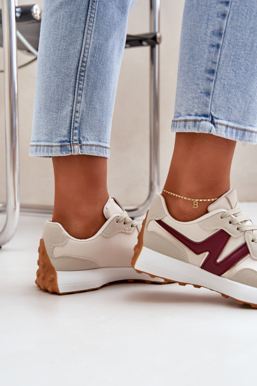 sporta apavi Sneakers modeļa apavi Sieviešu smilšu krāsas-bordo krāsas Britma