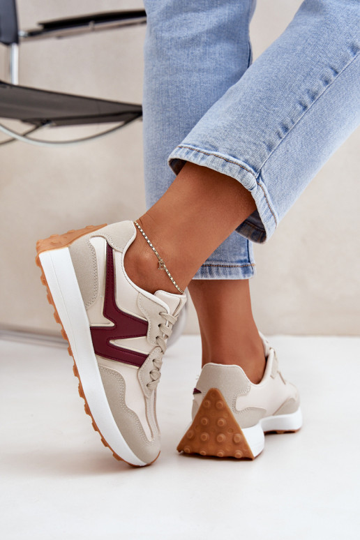 sporta apavi Sneakers modeļa apavi Sieviešu smilšu krāsas-bordo krāsas Britma