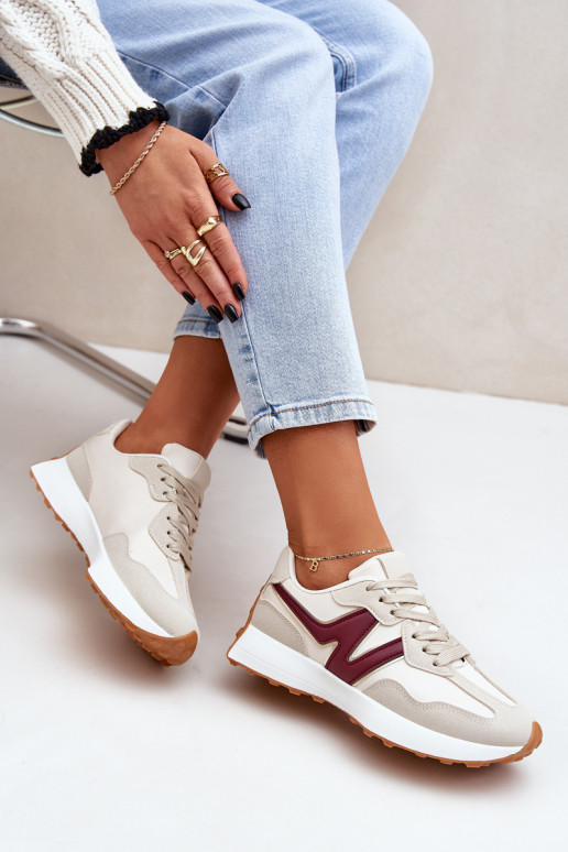 sporta apavi Sneakers modeļa apavi Sieviešu smilšu krāsas-bordo krāsas Britma