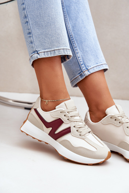 sporta apavi Sneakers modeļa apavi Sieviešu smilšu krāsas-bordo krāsas Britma