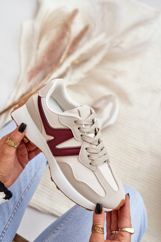 sporta apavi Sneakers modeļa apavi Sieviešu smilšu krāsas-bordo krāsas Britma