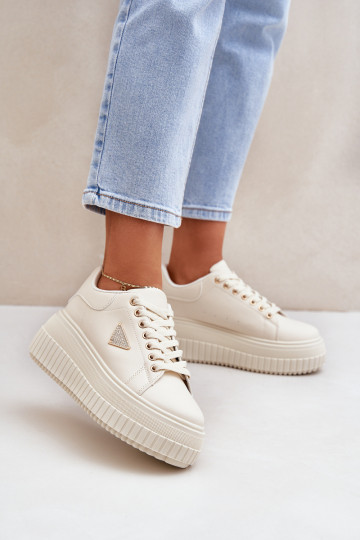 Stilīgs Sneakers modeļa apavi ar platformu Ziloņkaula krāsas Vallexia 2