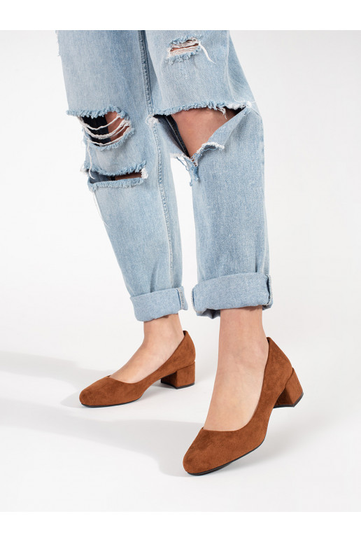 brūnas krāsas zamšādas puszābaki uz papēža brūnas krāsas zamšādas puszābaki uz papēža