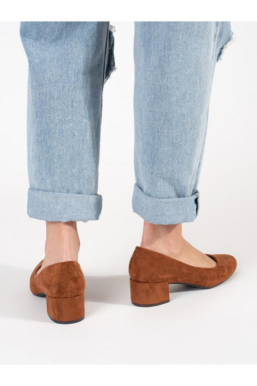 brūnas krāsas zamšādas puszābaki uz papēža brūnas krāsas zamšādas puszābaki uz papēža