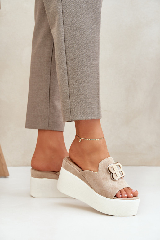 Čības ar platformu I Koturnie ar ornamentiem smilšu krāsas Tanonea Čības ar platformu I Koturnie ar ornamentiem smilšu krāsas Tanonea